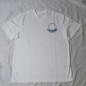 Moncler White T-Shirt with Navy Logo Chest Print